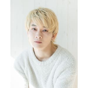 メンズショート マッシュウルフ ハイトーン