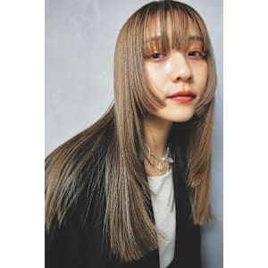 顔まわりレイヤー/透明感ベージュ/髪質改善/姫カッ