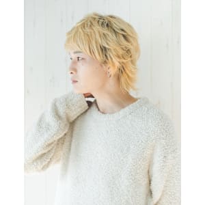 メンズショート マッシュウルフ ハイトーン