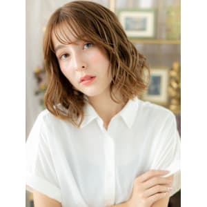 ゆるふわエアリーミディアム細めハイライト　くすみベージュ