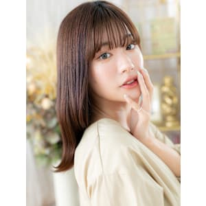 透明感ピンクブラウン外ハネロブくびれカール　韓国風巻き