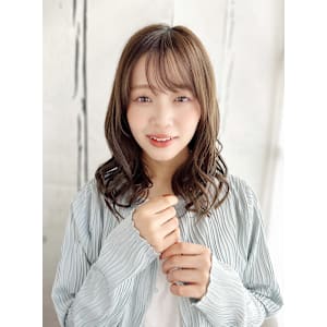 斜めバング/ゆるふわ巻き/マロンベージュ