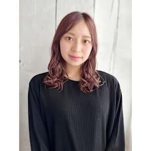 センターパート/ピンクブラウン/イルミナカラー