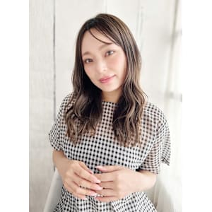 斜めバング/暗髪/ゆるふわ巻き/ダークトーン