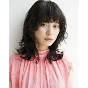 黒髪お洒落なマッシュウルフ×ビックカールウェーブ 