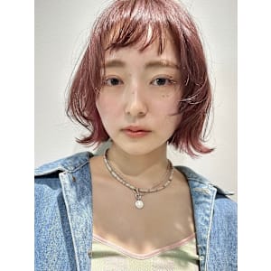 くびれボブ/インナーカラー／ピンク 
