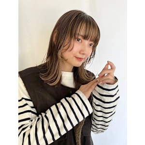 イヤリングカラー/くびれヘア/オリーブブラウン 