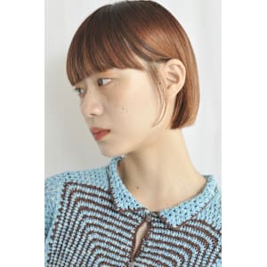 コーラルベージュ/ミニボブ/透明感カラー/顔まわりレイヤー 