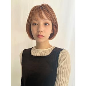丸みボブ/韓国風ボブ/オレンジブラウン 