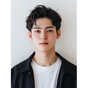 メンズ　アップバング　ビジネス　センターパート