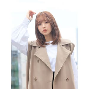 美髪グレージュカラー×シースルーバングミディ