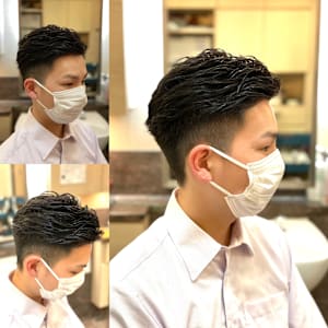 ビジネス◎ソフトアイロンパーマツーブロックショート