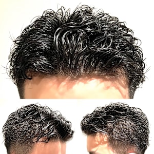 ビジネス◎ツーブロックショートパーマ刈り上げ黒髪