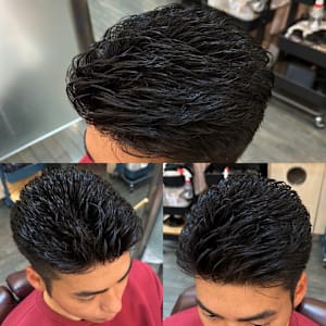 ビジネス◎ツーブロックアイロンパーマショート刈り上げ