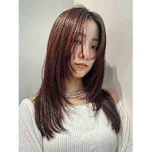 イメチェン/ブラウンレッド/ハイレイヤー/暖色前髪/ブリーチ