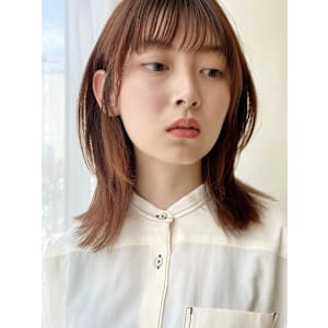 顔まわりレイヤー/透け感バング/こなれミディ/髪質改善/前髪