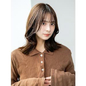 コテ巻き/ピンクブラウン/こなれミディレイヤー/顔周り/