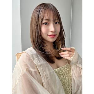 こなれミディ /顔周りレイヤー/ワンカール/フェミニンロング