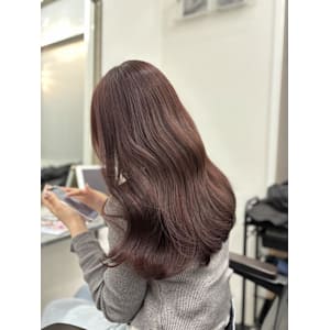 ブリーチなしピンク顔まわりレイヤー韓国