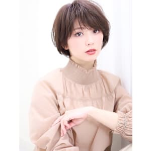 小顔大人かわいい毛先パーマことりベージュ大人ボブショートボブ