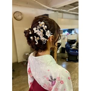 卒業式  ショート編み込みアップスタイル