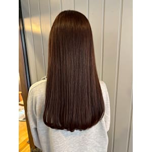 チョコレートブラウン ロングヘア 髪質改善トリートメント 美