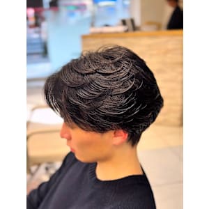 ニュアンスパーマセンターパートセンター分けメンズカット横浜