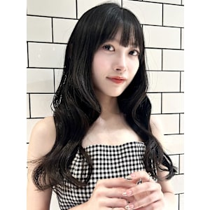 ロングヘア/ワンホン巻き/韓国ガーリー/暗髪