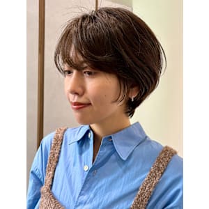 丸みショート・ボブ/丸顔/前髪あり/絶壁解消/３0代/４0代
