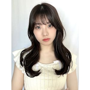 ロングヘア/韓国巻き/大きめくびれ巻き/暗髪/透明感カラー/