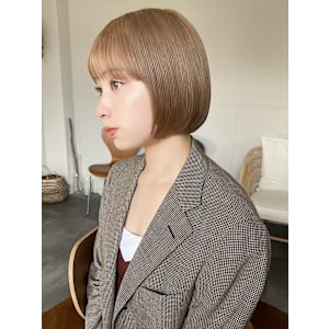 切りっぱなし/ボブ／ミルクティーベージュ/髪質改善カラー/