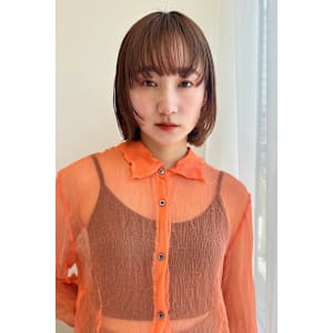 暖色/オレンジ/ボブ/レイヤー/ブリーチなし