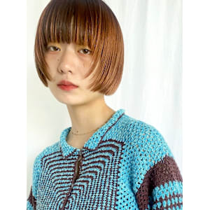 暖色カラー/オレンジカラー/ボブ/10代/20代/30代/