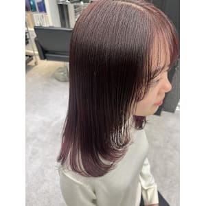 ♪ブリーチ無しワインレッドカラー