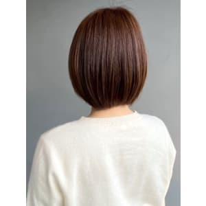 丸みミディアムボブ キャラメルブラウン 髪質改善 ダメージレ