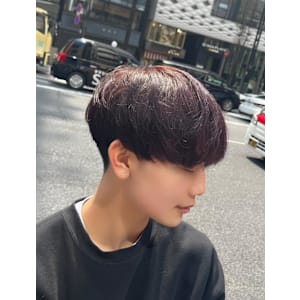 銀座　理容室　デザインカラー　ハイライト　