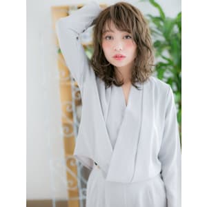 【博多美容室NAVY】ミルクティーアッシュ鎖骨ミディアム