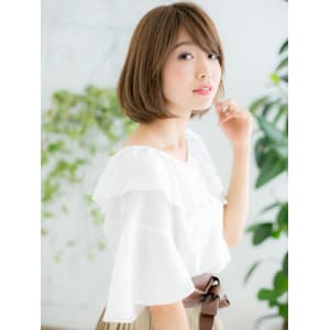 【博多美容室NAVY】キャラメルベージュの小顔ボブe