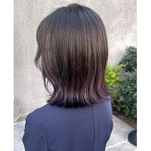 暗めカラー　ツヤ感ラベンダーパープル　グラデーションカラー