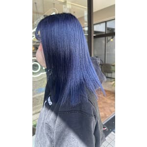 【ゾエ】青髪/ブリーチカラー/ブルー/ブルベ/ネイビーブルー
