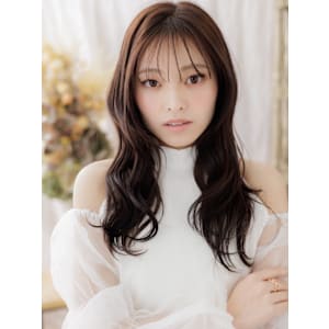 セミウェットシースルーバングレイヤーロング　くすみベージュ