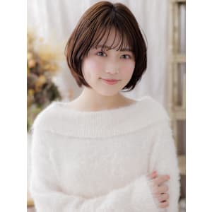 大人ガーリー丸みボブひし形レイヤーカット　マロンベージュ