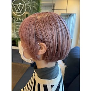 【W_SALON 河原町】ピンクベージュ/丸みショート