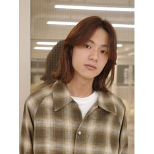 メンズボブ/外ハネ/センターパート/ナチュラルブラウン