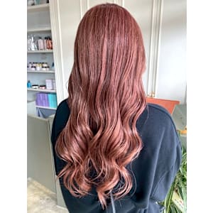 ニュアンスカラー コーラルピンク ケアブリーチ ロング