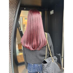 ブリーチなしピンク顔まわりレイヤー韓国