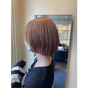 【W_SALON 河原町】オレンジベージュ×ボブ/前上がりボ