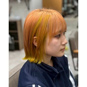 オレンジ　イエロー　ケアブリーチ　デザインカラー　ハイトーン