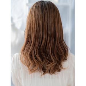 細めハイライトS字カールゆるふわセミディ　韓国風巻き