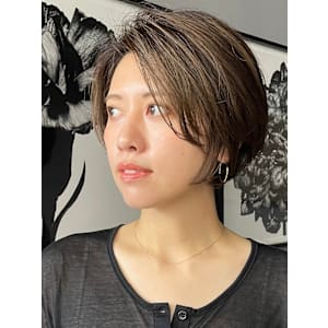 丸みショート・ボブ/丸顔/前髪あり/絶壁解消/30代/40代